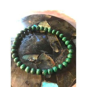 Malachite Beaded Stretch Bracelet